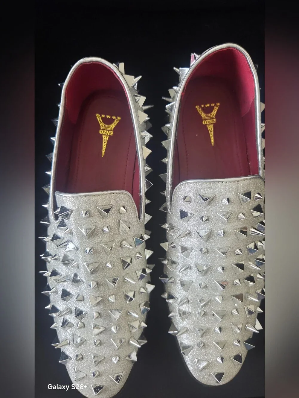 Men's Silver Studded Slip-On Loafers